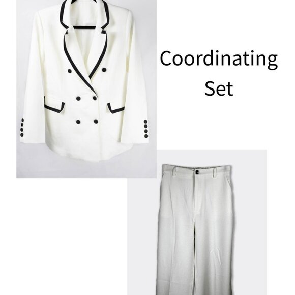 Blazer & Pants Size Medium Coordinating Set White and Black - Picture 1 of 7